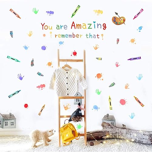 TOARTi Colorida frase inspiradora con frase "You are Amazing Remember That" - Vinilo decorativo para pared, bolígrafo de acuarela, crayón, tablero