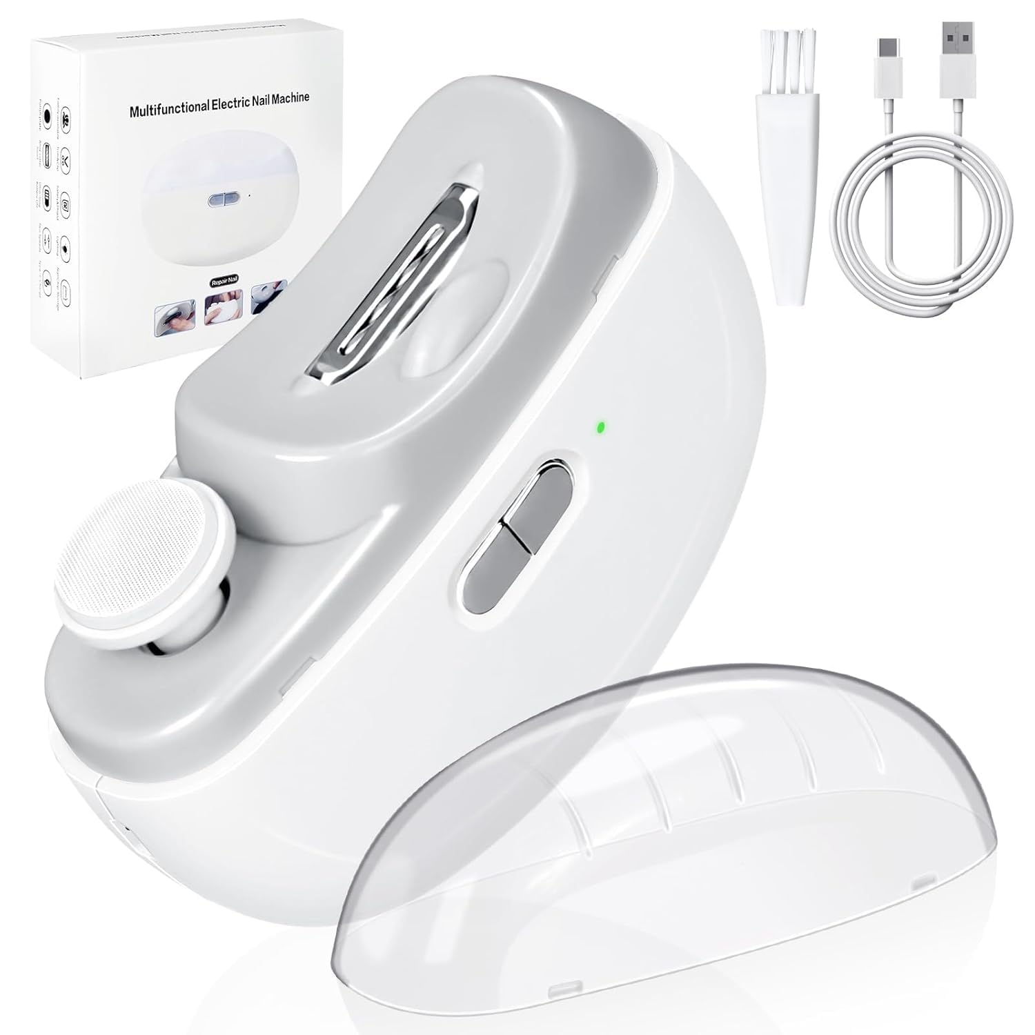 Electric Nail Clipper with LED USB 2 in 1 Electric Nail Clippers File with 2 Speeds Anti-splash Electric Nail Trimmer with Nail Dust Bin Safe Electric Nail Clipper for Baby, Adult-picture-36