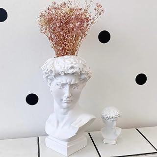 Statue of David Greek Head Vase - Dark Academia Room Decor - Cute Flower Holder for Home - 1 Large (6.5x3.5 inch) & 1 Small (2.55x1.57 inch)