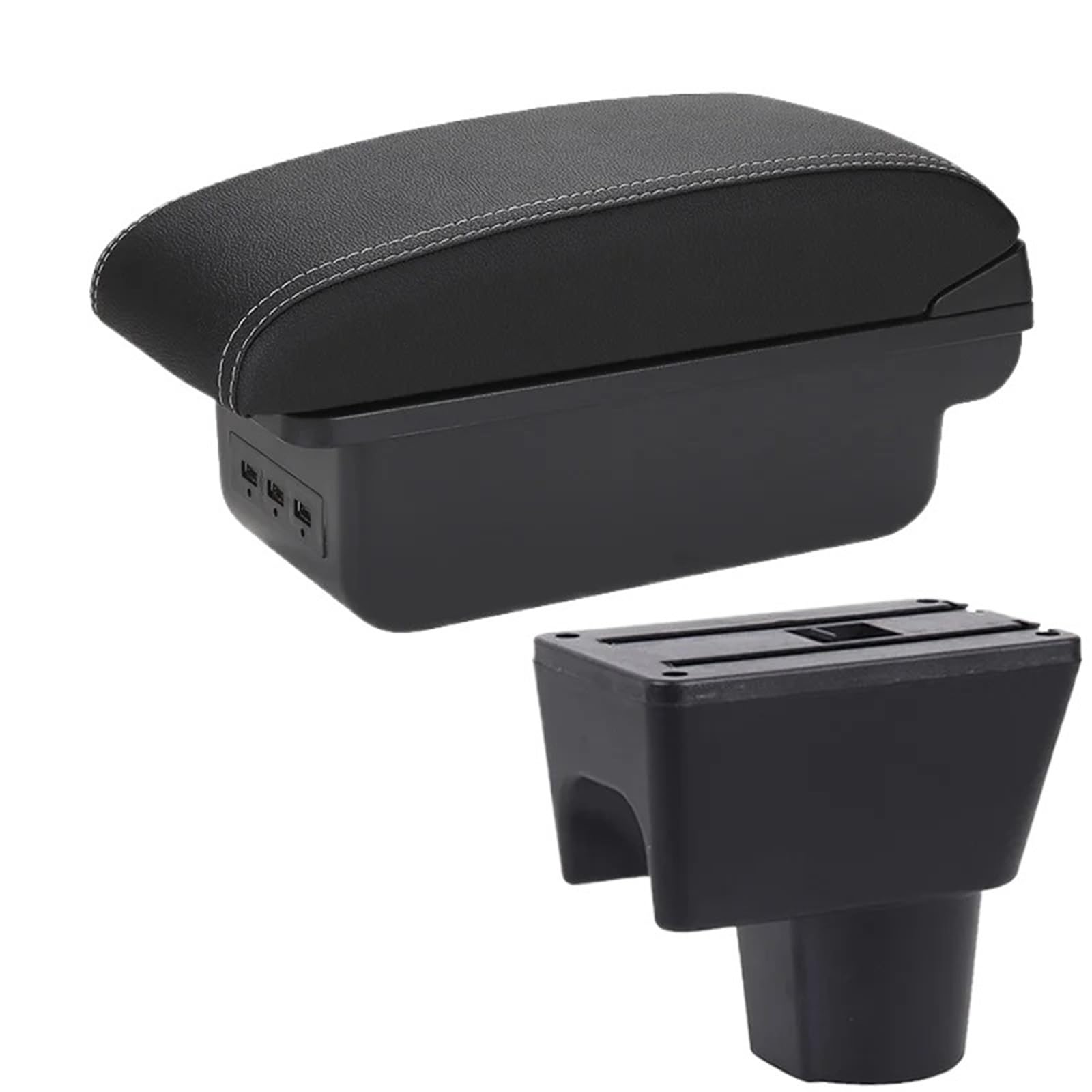 POZMNGTI Armrest Compartment Armrest Fit For Nissan Terrano 3 Renault Duster Oroch Car Armrest Box 2012-2018 Storage Box Parts Car Accessories(B3 Black white 3USB)