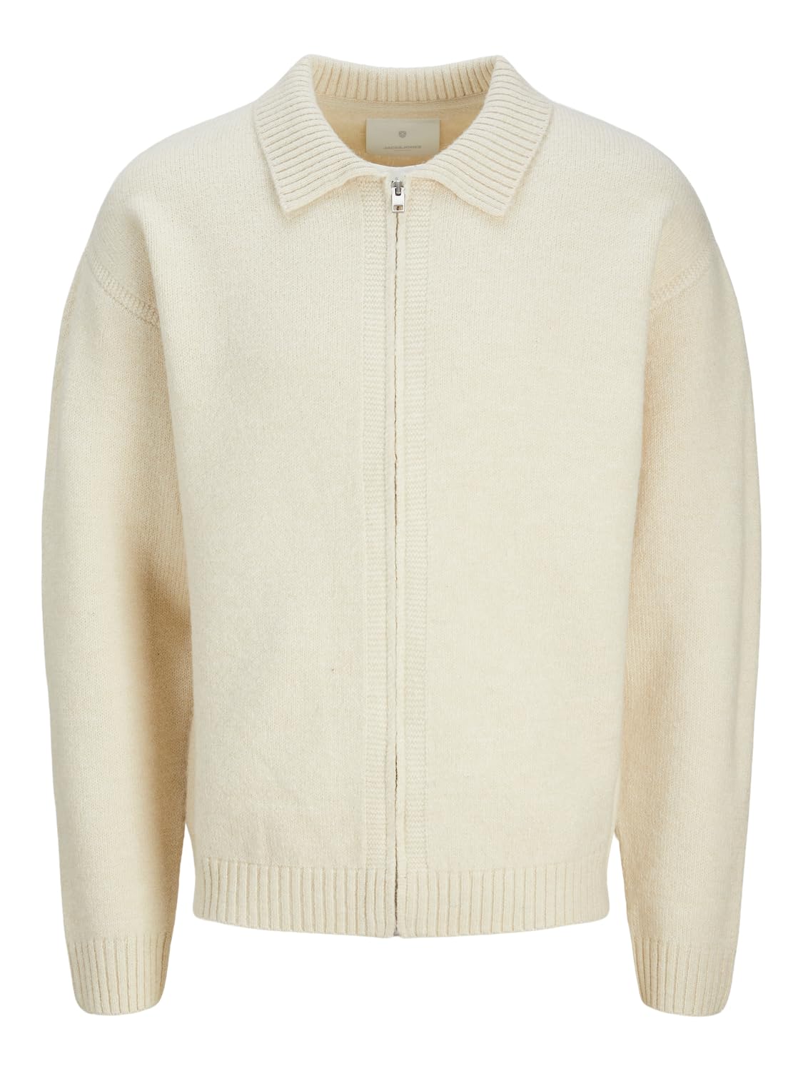 JACK & JONES Male Plain Cardigan, Cloud Dancer, XL