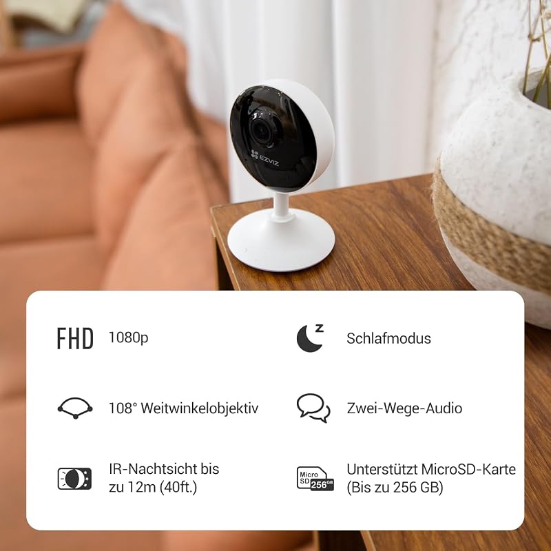 EZVIZ 1080P WiFi IP Beltéri Biztonsági Kamera Szett - Kétirányú Hang, Mágneses Talp, Mozgásérzékelés, 12m Éjjellátó, Alexa Kompatibilis, Béb
