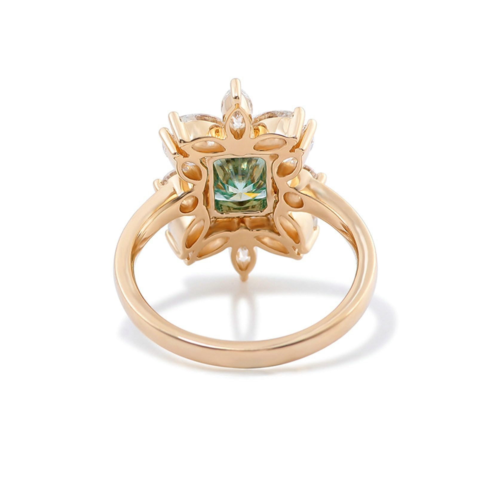 Anello da donna sottile, anello di fidanzamento con fiore con moissanite, oro rosa, regalo per donne