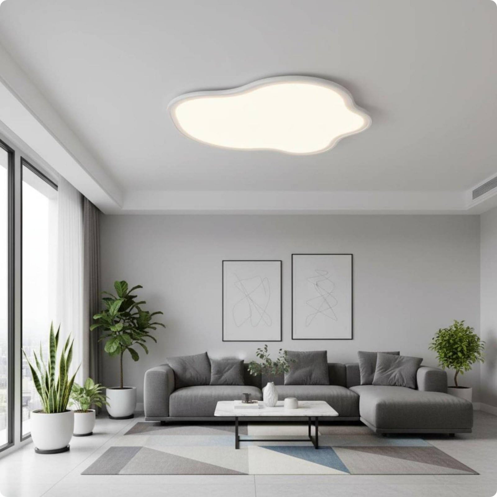 Milageto Lámpara de Techo Plafón Luz Empotrada Panel Rectangular de Techo Plafón Minimalista Formato Ultradelgado de 1 Cm en, Blanco, Económico, 50cm, Compatible Con Control Xiao Ai