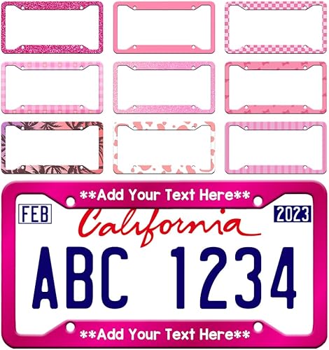 Marco de matrícula personalizado de 4 agujeros para niñas, telón de fondo impreso para placa de matrícula, cubierta personalizable de aluminio con