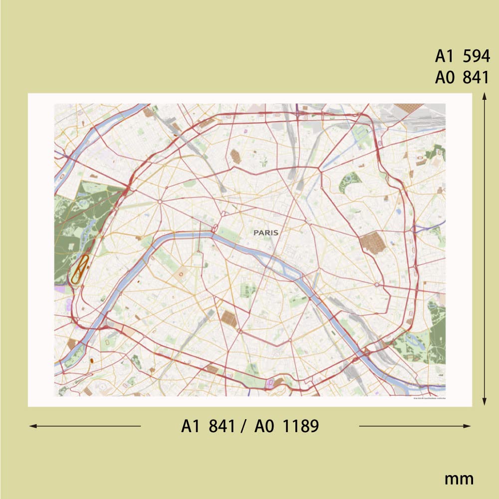 Amazon.co.jp: Hotdogger パリ MAP ポスター 大型 [A1] フランス