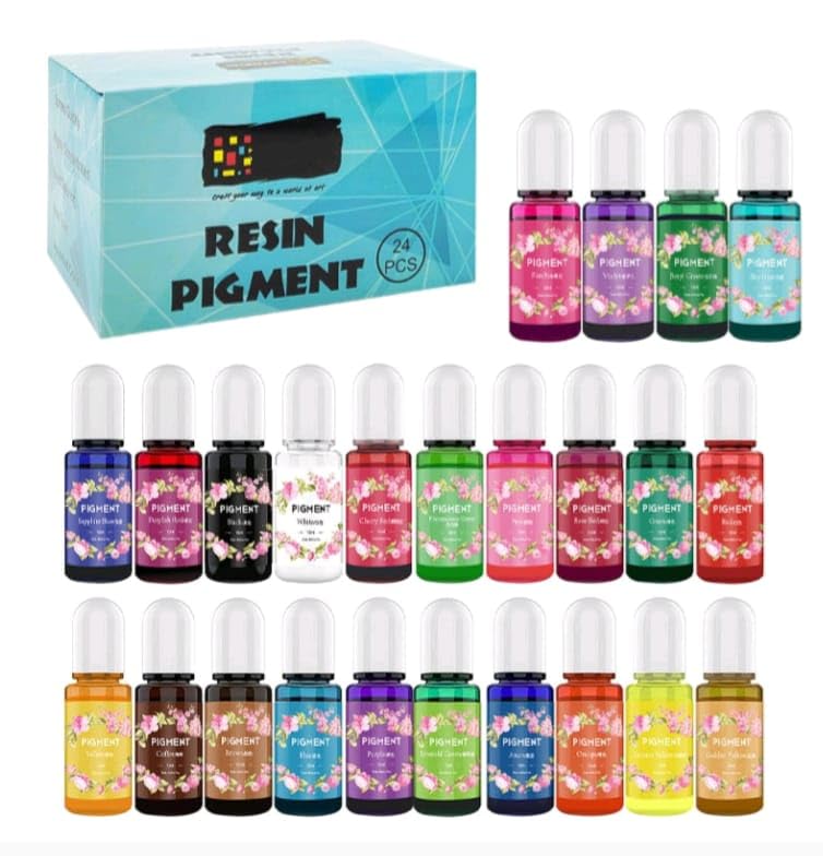 LEROKAS Epoxy Resin Pigments UV 24 Colors | Transparent Liquid Resin Dye Mix Color for Soap, Candle, DIY Jewelry, Art & Crafts Making - Natural Pigment Non-Toxic Concentrated Colorant Coloring Tumbler Paints-image-16
