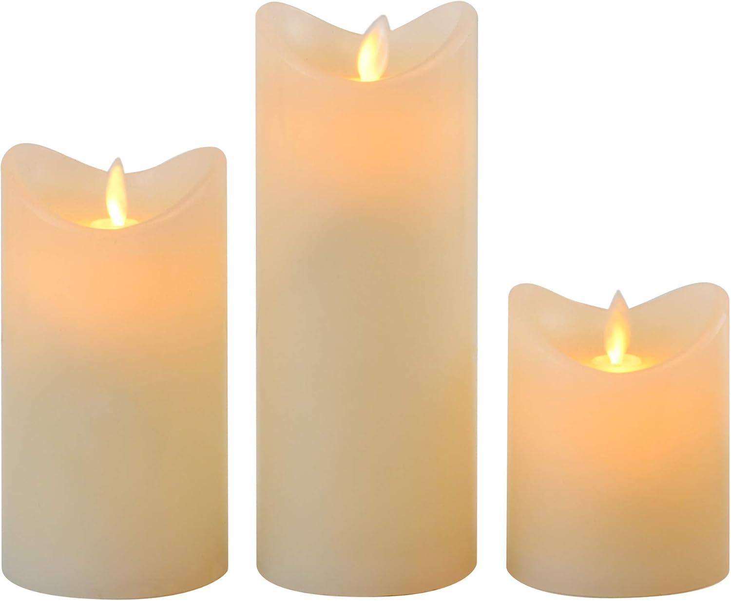 LumaBase Battery Operated LED Wax Candles with Flickering Flame - Set of 3