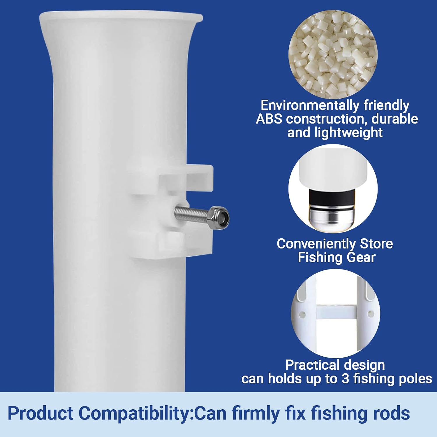 Fishing Rod Holders Wall Mounted 3 Pole Tubes Adjustable Fishing Rod Holder Bracke for Boat Kayak Garage Cooler Trailer Portable with Hardware image 2