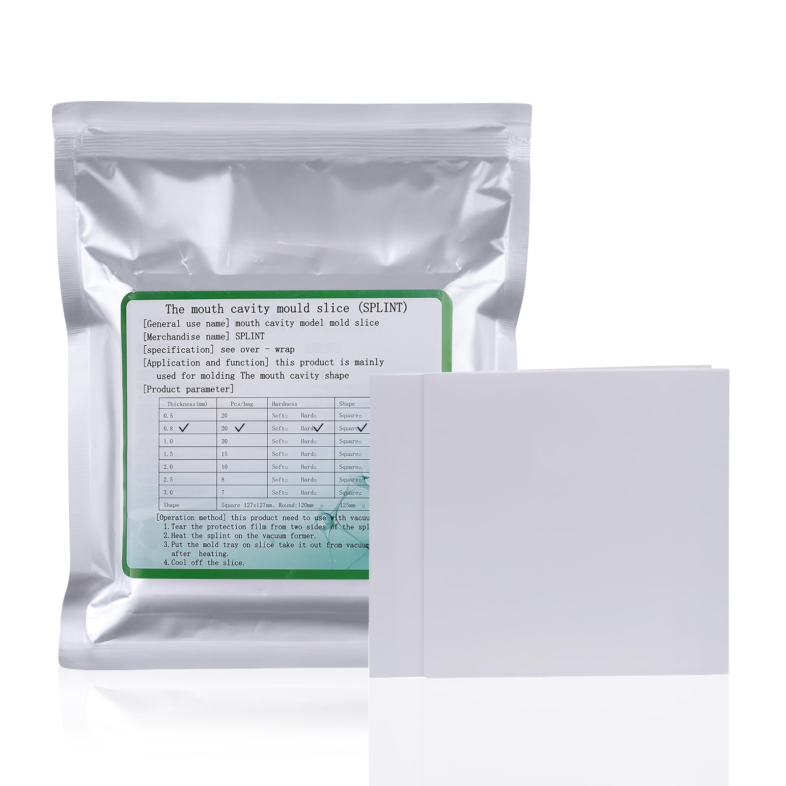 20Pcs Dental Lab Orthodontic Splint Retainer Slice 0.8mm Hard/Soft Vacuum Forming Sheet Thermoforming Material (0.8mm Hard)