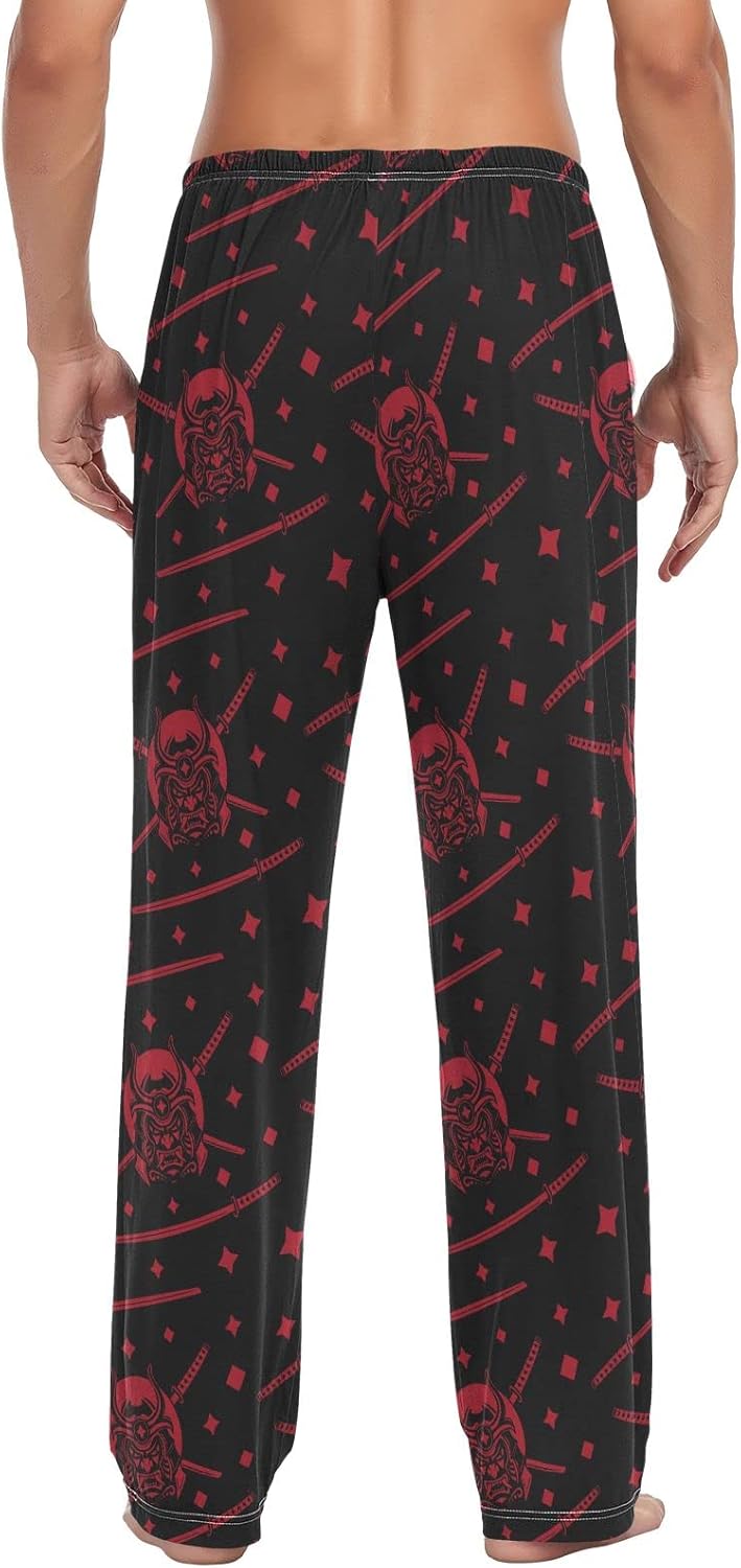 AIXIWAWA Samurai Red Mens Pajama Pants Soft Sleep Lounge Graphic Men's Pajamas Bottoms with