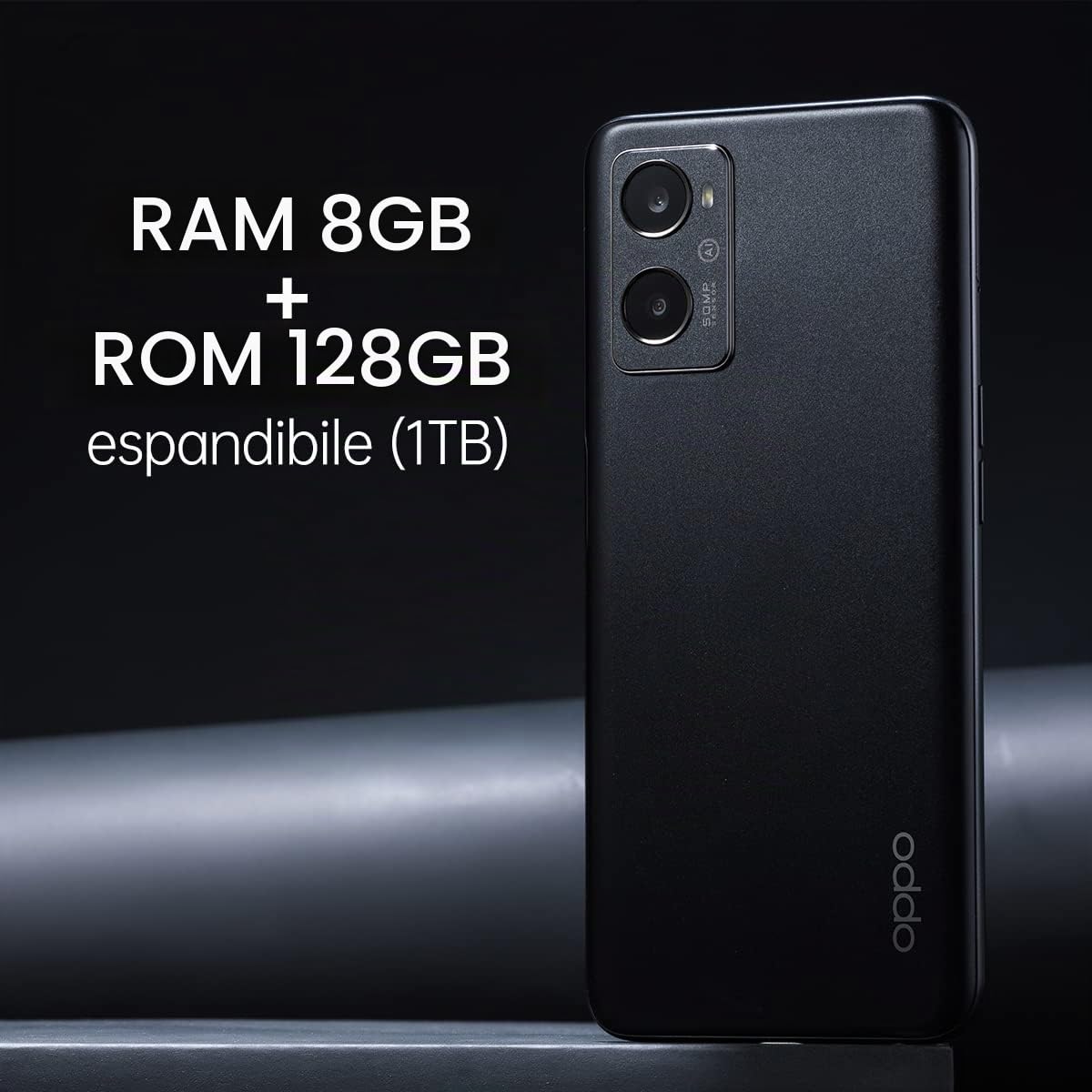 OPPO A96 Smartphone, NFC, Fotocamera principale da 50 Mp+AI e frontale da 16Mp, Display 6.59” 90HZ, 5000mAh, RAM 8GB+128GB espand. (1TB), [Extra Garanzia 24+6 Mesi Versione Italiana] Starry Black
