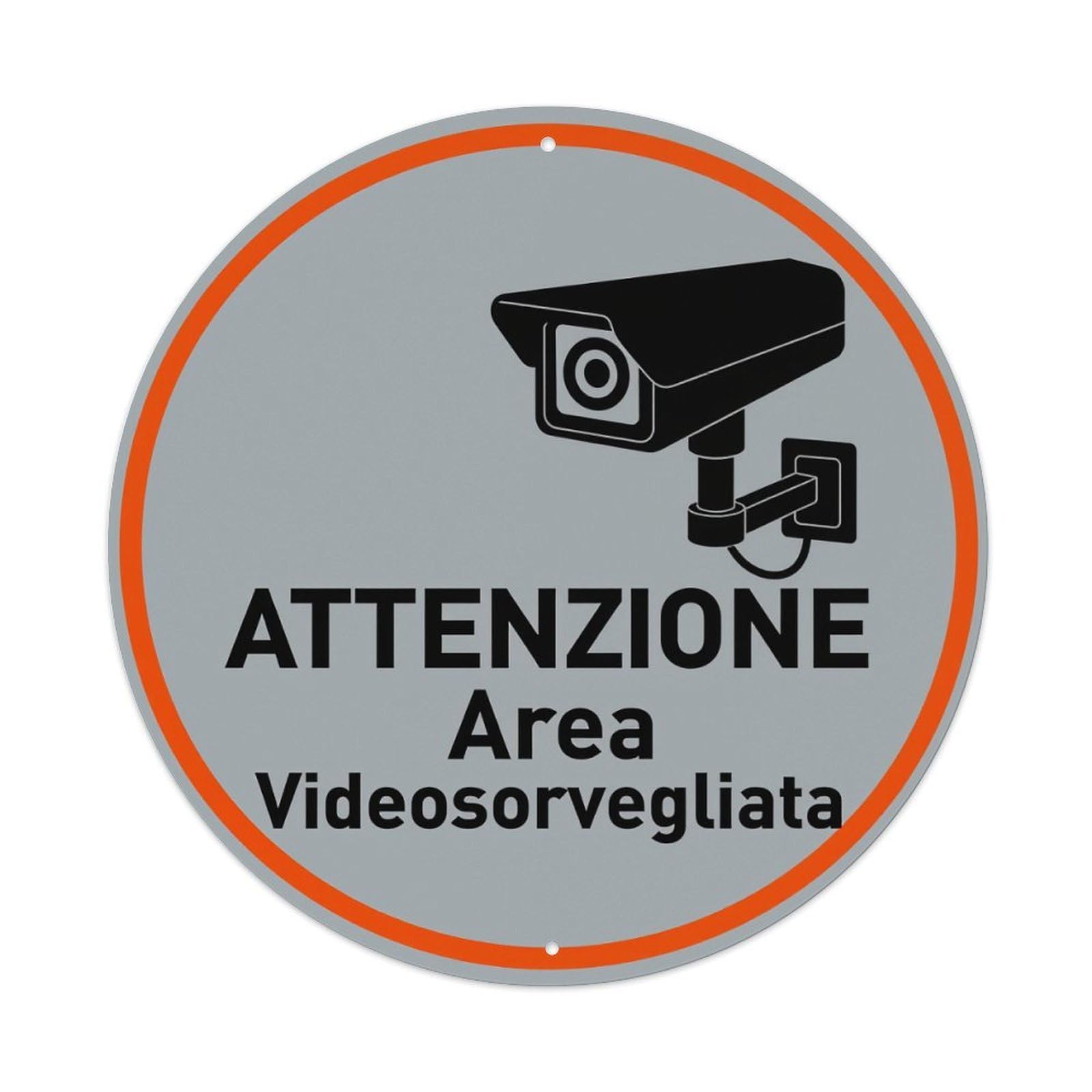 Attention Surveillance Camera Area Round Tin Sign Vintage Style Metal Sign Home Bar Garden Wall Plaque Decor Metal Poster 8x8 Inch