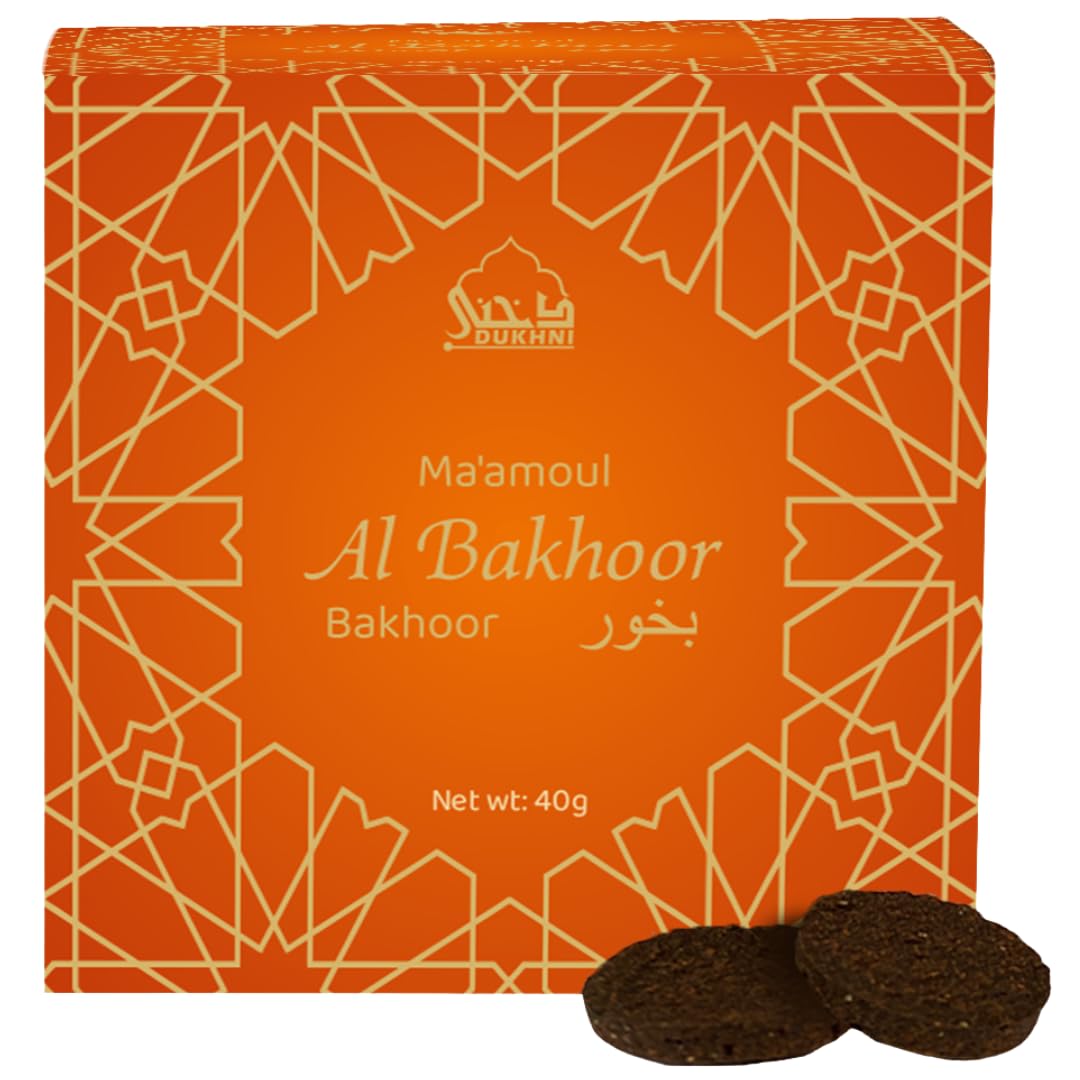 Dukhni Men's Maamoul Al Bakhoor By | 40 Grams Arabic Oud Bakhoor Incense | Sweet Floral Oudh Blend | Luxurious Bakhour For Prayer Time, To Relax & Meditate | Handmade Islamic Gifts For & Wo