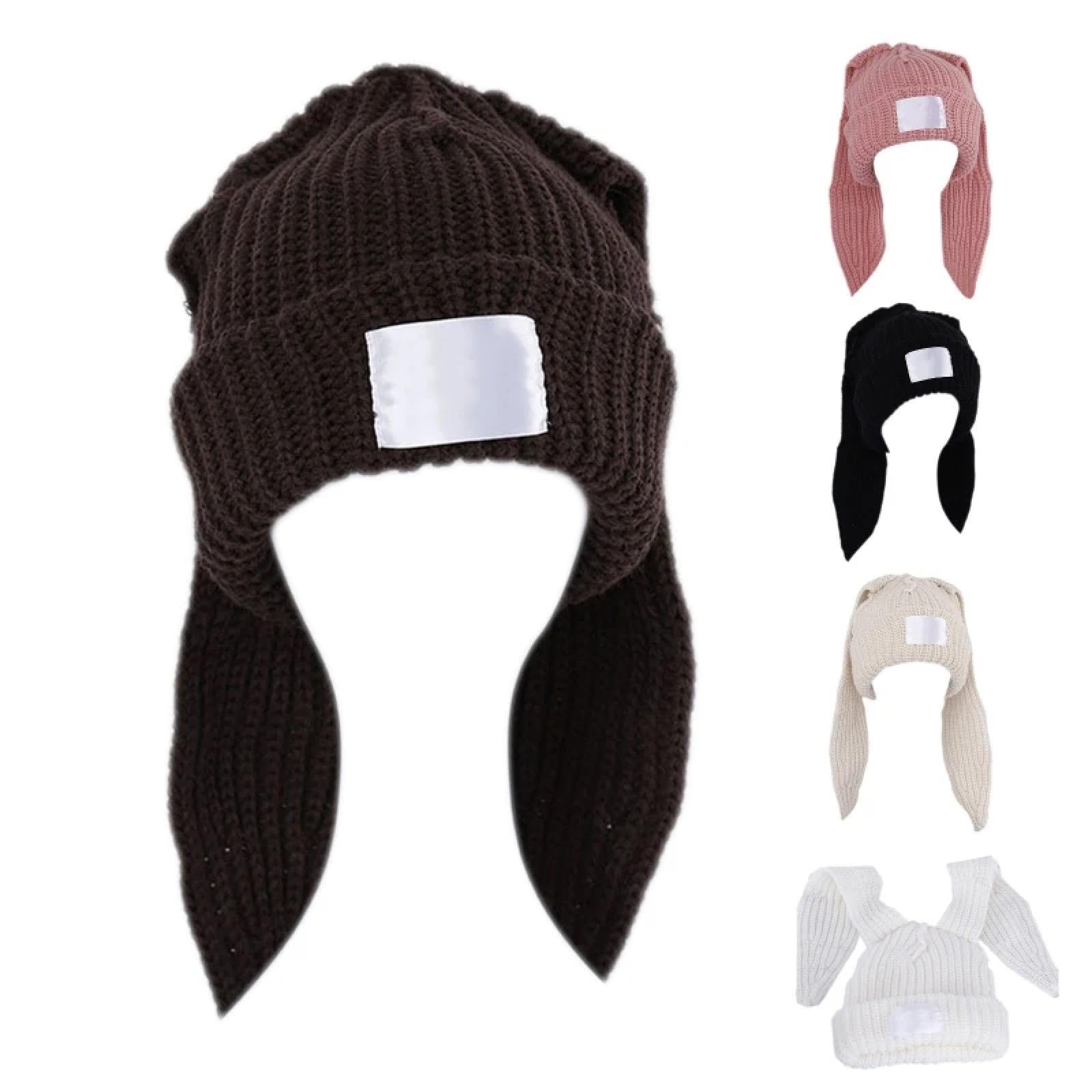 Casquettes Bonnets Chapeaux Bonnet Tricoté Lapin Tricot Chapeau Long Tricoté Bonnet Hiver Chapeau Chaud