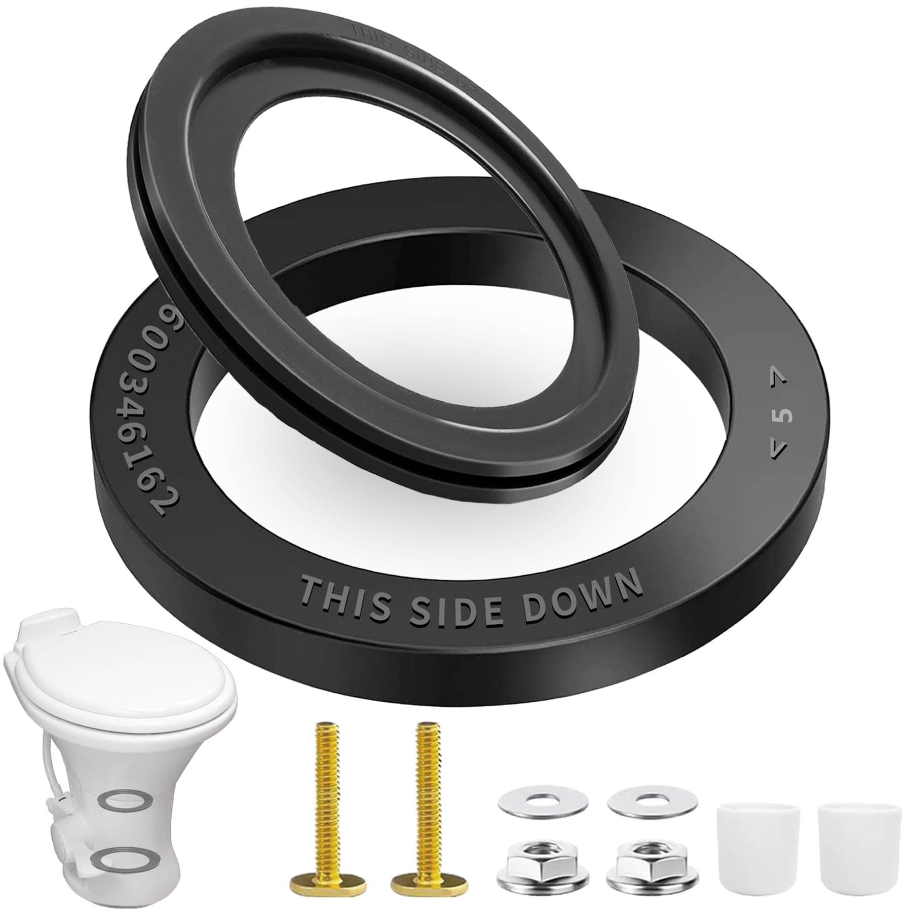 RV Toilet Seal Kit Replacement for Dometic 300 310 320, RV Toilet Parts Includes 385311652 Base Seal & 385311658 Flush Ball Seal with Mounting Hardware, RV Toilet Replacement Parts for Camper Trailer