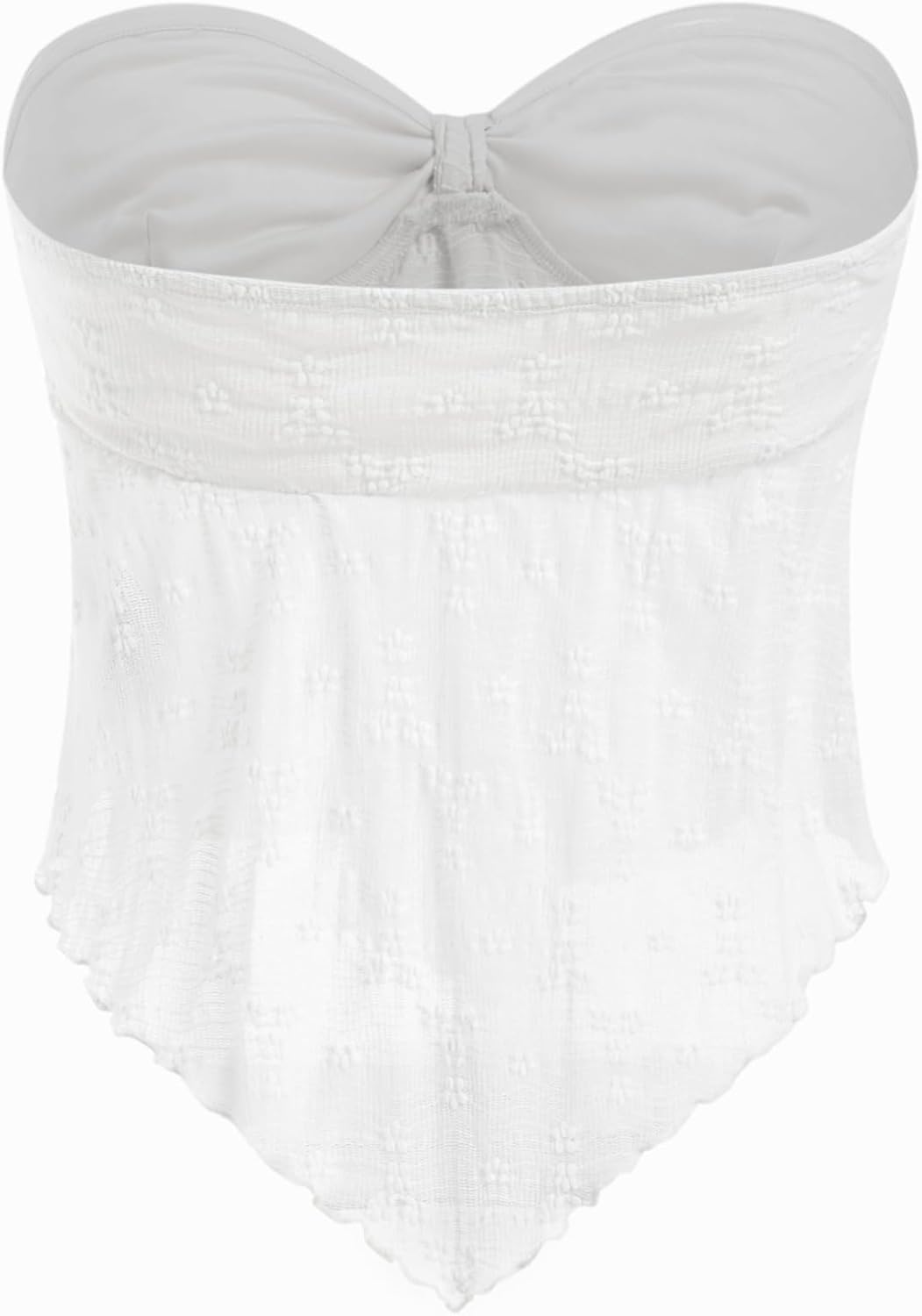 CIDER Summer Tube Tops for Women Floral Mesh Sheer Going Out Tops Cute Tie Front Strapless Flowy Top Trendy Y2K Outfits - Image 5