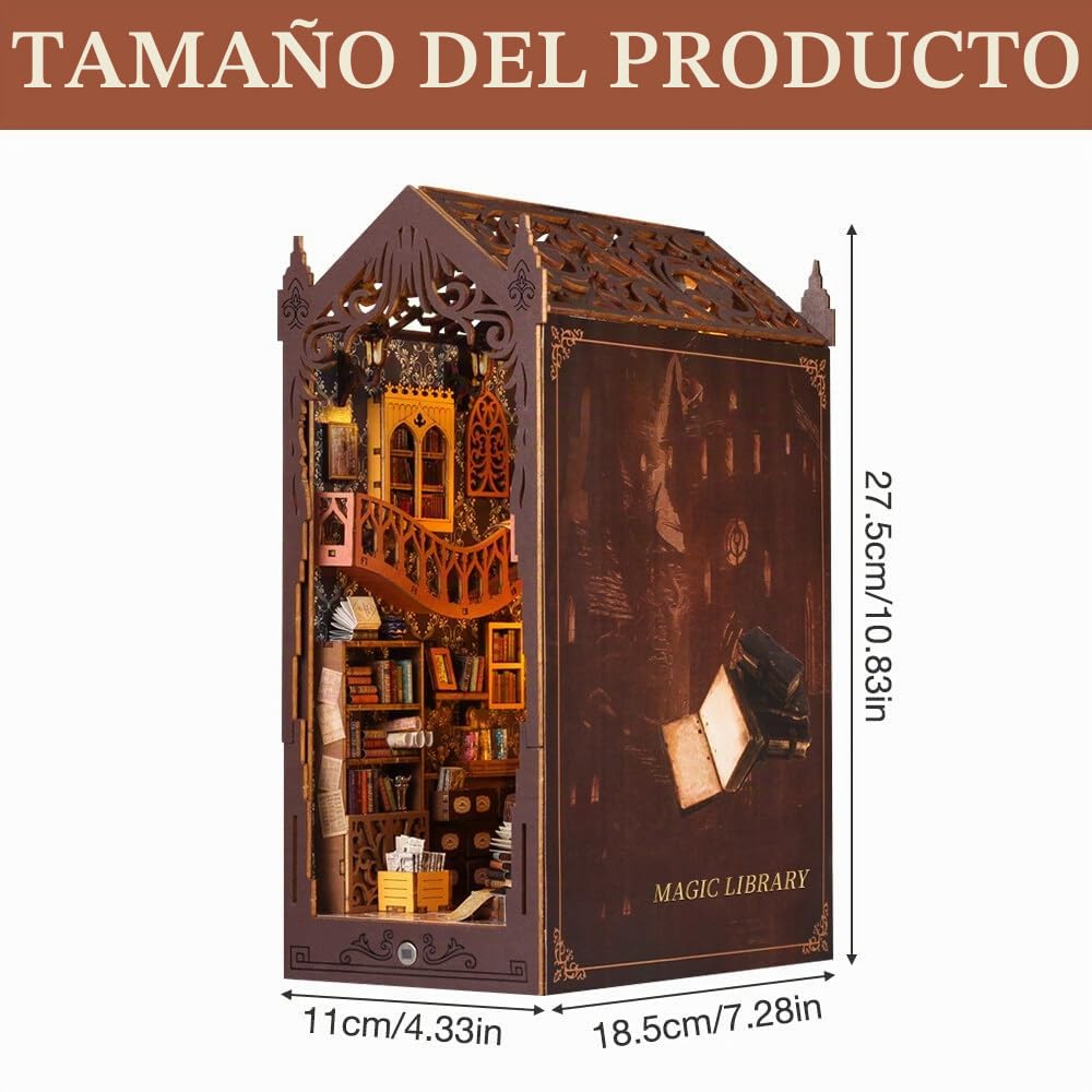 DIY Book Nook - Kit Selber Bauen Miniatur Haus Magique Sujetalibros 3D LED Luz de madera para adolescentes y adultos