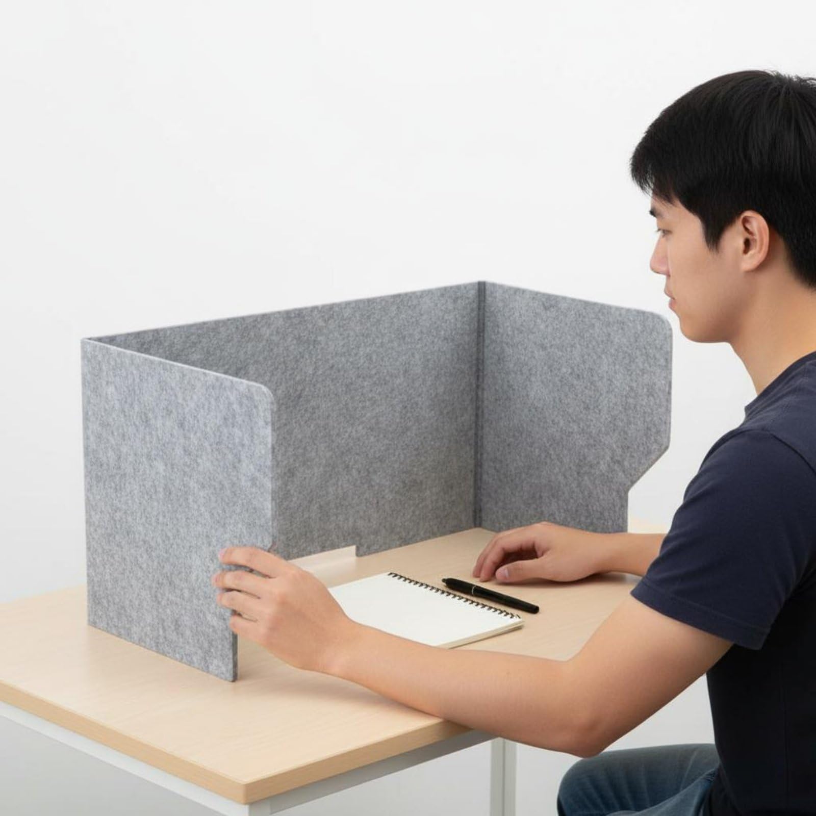 Gralara Pannello Fonoassorbente da Scrivania Leggero Pannello Divisorio da Tavolo Parasole Barriera Scrivania Pieghevole per Impiegati, Ufficio, 80CM, 3 Lati+4 Clip