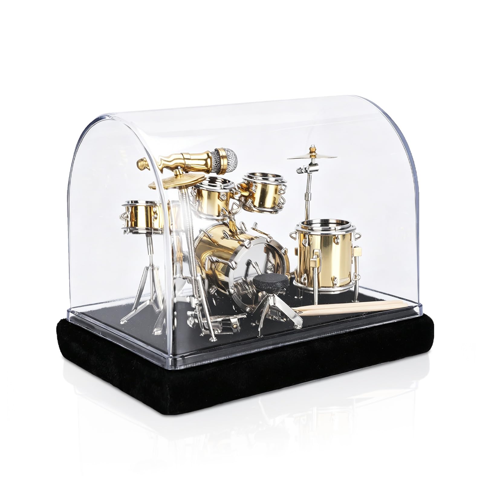 Mini-Trommelmodell, Miniatur-Trommelset-Modell, Desktop-Trommelset, Mini-Musikinstrumentenmodell, Basteltrommel-Modell, Display, MiniTrommelset für Puppenhaus-Heimbüro-Dekoration