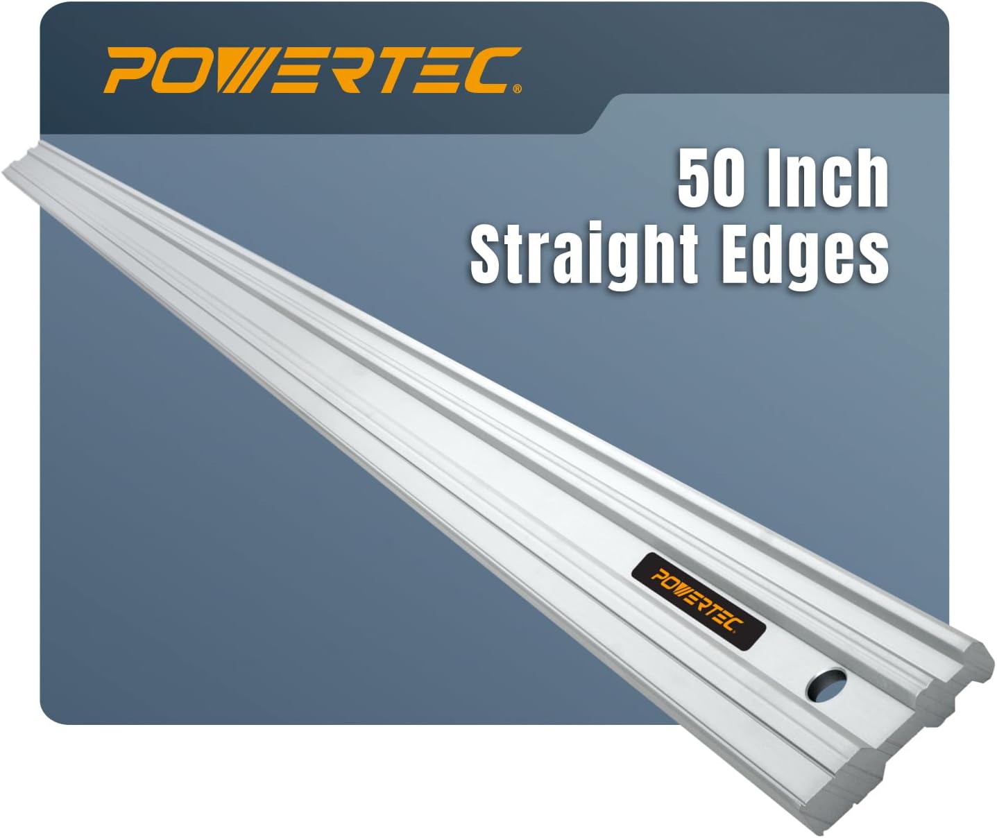 POWERTEC 50 Inch Aluminum Straight Edge – Precision Machinist Reference Tool, .003" Accuracy Over Full 50", For Woodworking, Machine Setup, Automotive & Surface Flatness Checks (72332)