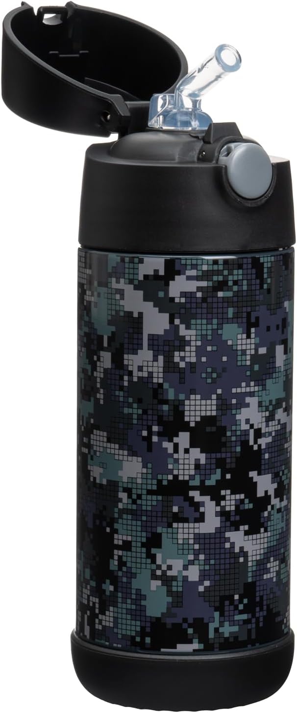 Snug Insulated Kids Water Bottle with Straw & Spout – Double-Wall Stainless Steel, Leakproof, Easy-Flip Lid – For School, Travel, Toddlers & Big Kids - Black Digi Camo, 12oz - Image 2