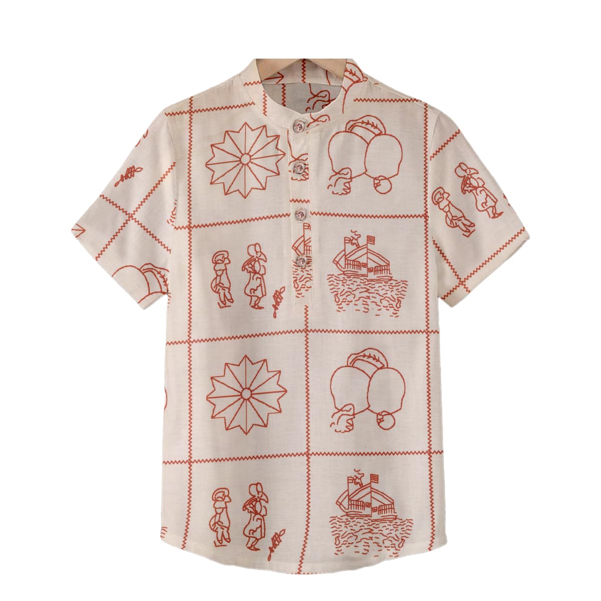 Men Solid Cotton Linen Half Sleeve Straight Kurta Shirt || Printed Linen Kurta Shirt for Men-picture-54