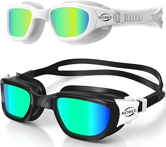 Robee 2 Pack Swimming Goggles, Adult Swim Goggles for Men Women Youth Teenagers, Water Pool Clear Goggles