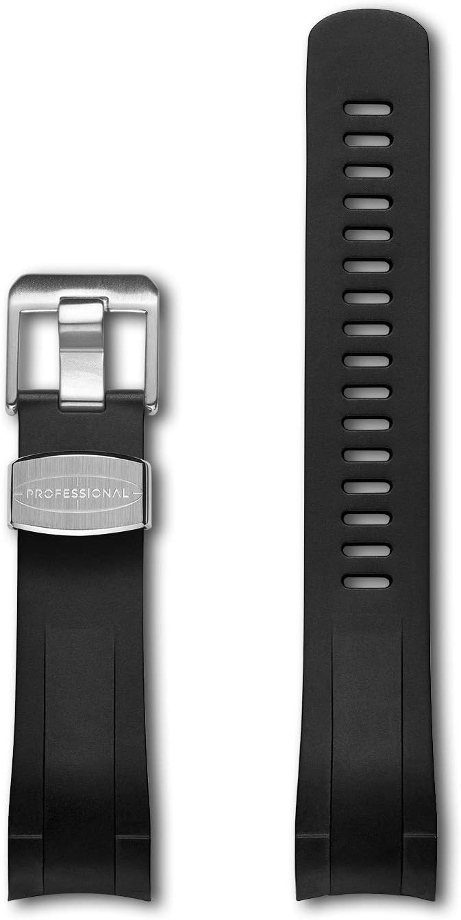 Crafter BlueCrafter Blue TD01 Curved End Watch Band Rubber Strap Replacement for Tudor Heritage 41mm Black Bay 79230, 79350, 79363, 79730 etc