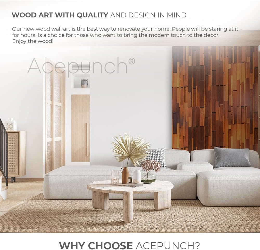 12 Finland 3D Wooden Wall Art Panel Home Decorative Sound Absorbing Dampening Tile Soundproofing Acoustic Music Insulator Noise reduction Office Studio Room Deluxe Nordic 12 x 12 in AP1238