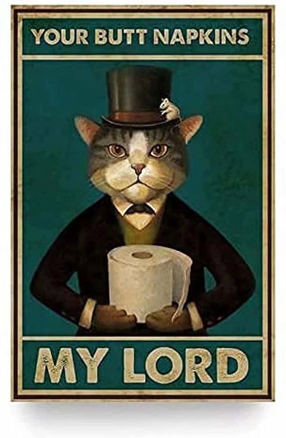 Gentleman Cat Butt Napkins Metal Tin Sign,Vintage Wall Decor Retro Art Sign Funny Decor for Home Bar Pub Cafe Farm Room Metal Poster 8x12 Inch