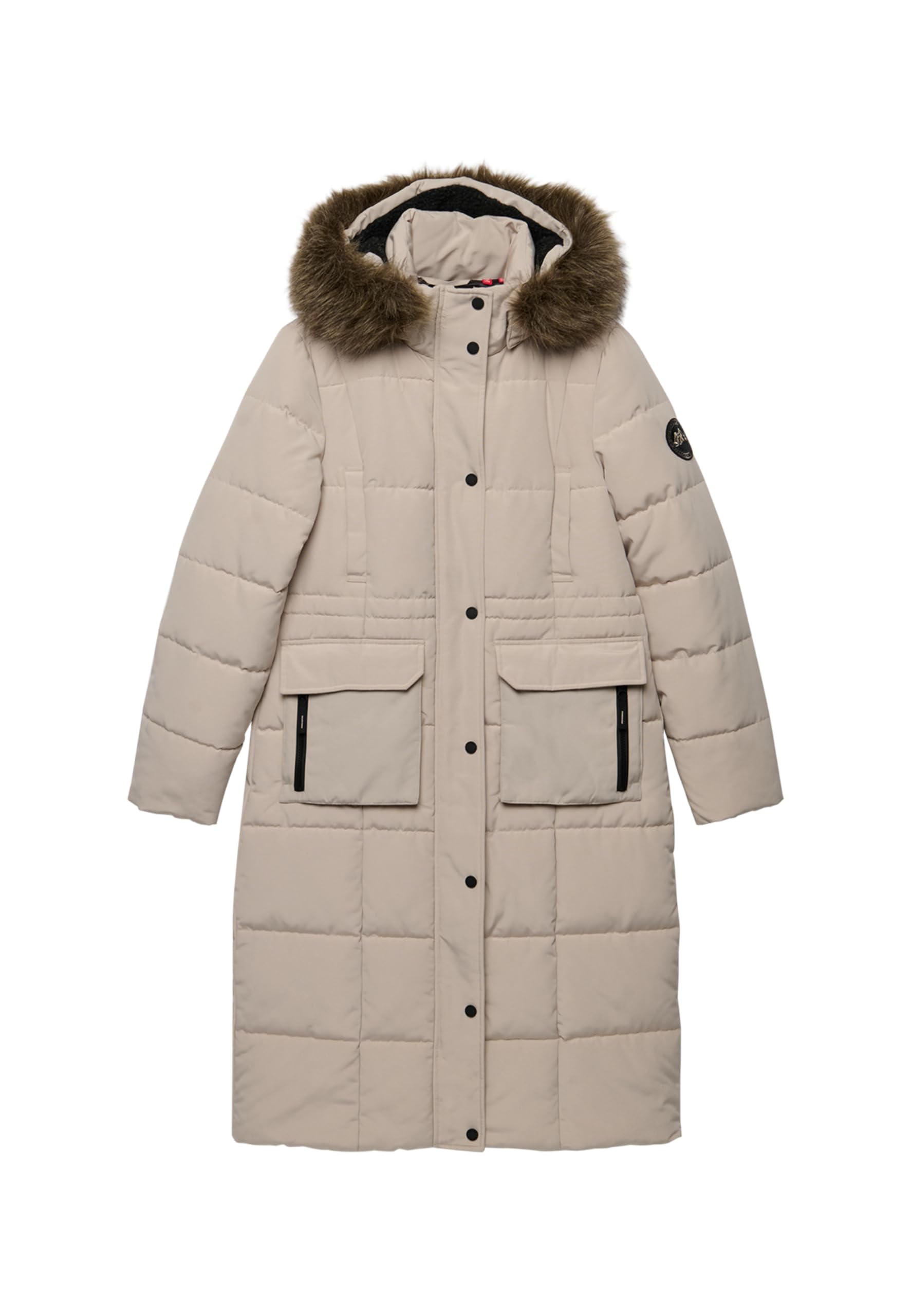 Superdry Everest Longline Puffer Coat Jacket for Women, Chateau Grey, UK 16
