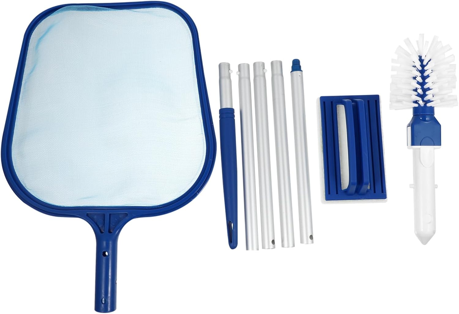 Abaodam 1Set Swimming Pool Skimmer Kit with Fine Mesh Net and Section Telescoping Pole Pool Cleaning Brush for Above Ground and Inground Pools Efficient Leaf Removal Tool