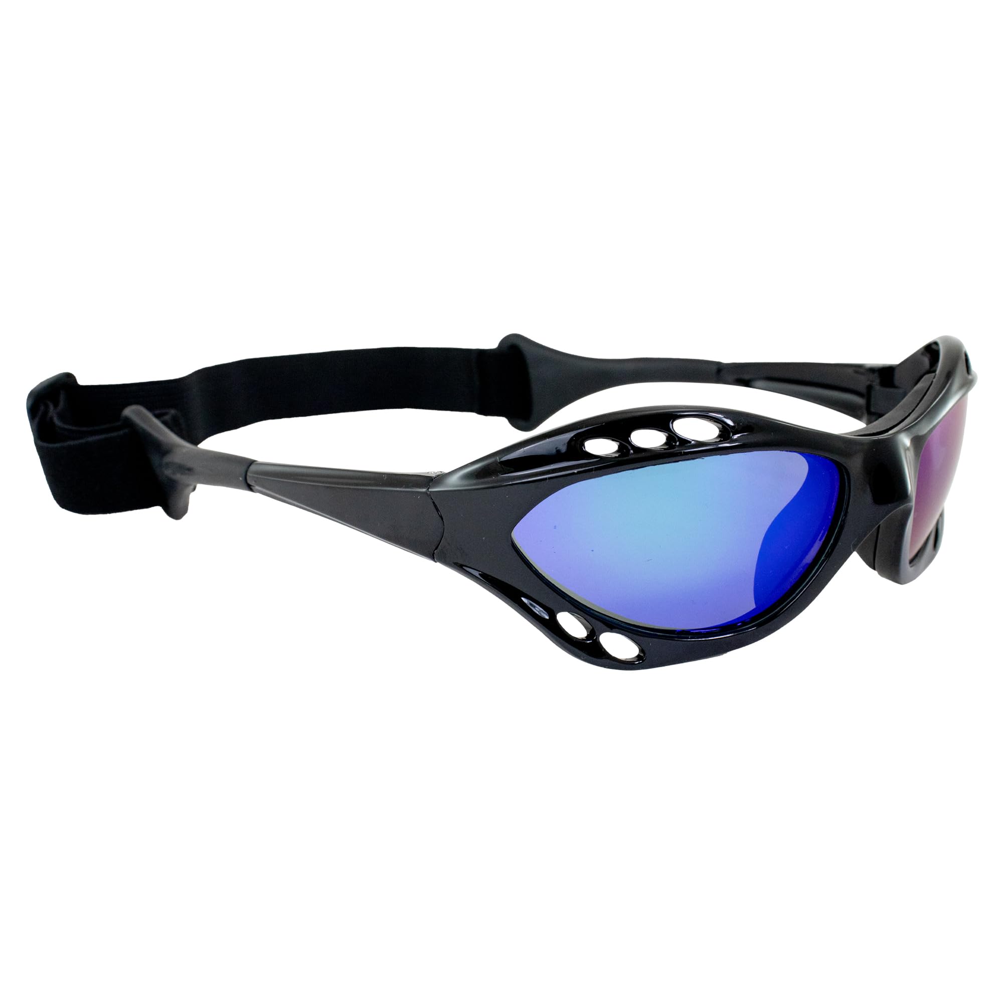 Hurricane Eyewear Gafas flotantes polarizadas de categoría 4 para moto acuática con marcos acolchados negros con revestimiento antivaho (espejo azul)