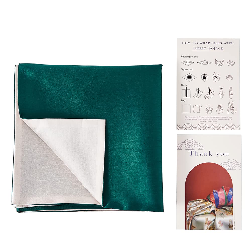 Bojagi - Wrappong Cloth/Reversible Korean Traditional Fabric Bojagi Wrapping gift wrapping, wine bottle wrapping(36"X36") (Turquoise/Ivory)