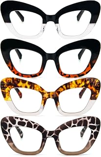 MMOWW 4 Pack Cat Eye Reading Glasses for Women,Blue Light Blocking Fashion Cute Eyeglasses