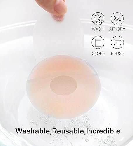 Miniatura 2 de 2 pares de cubiertas de silicona para pezones, reutilizables, pétalos de pecho, adhesivo invisible, brasier sin espalda