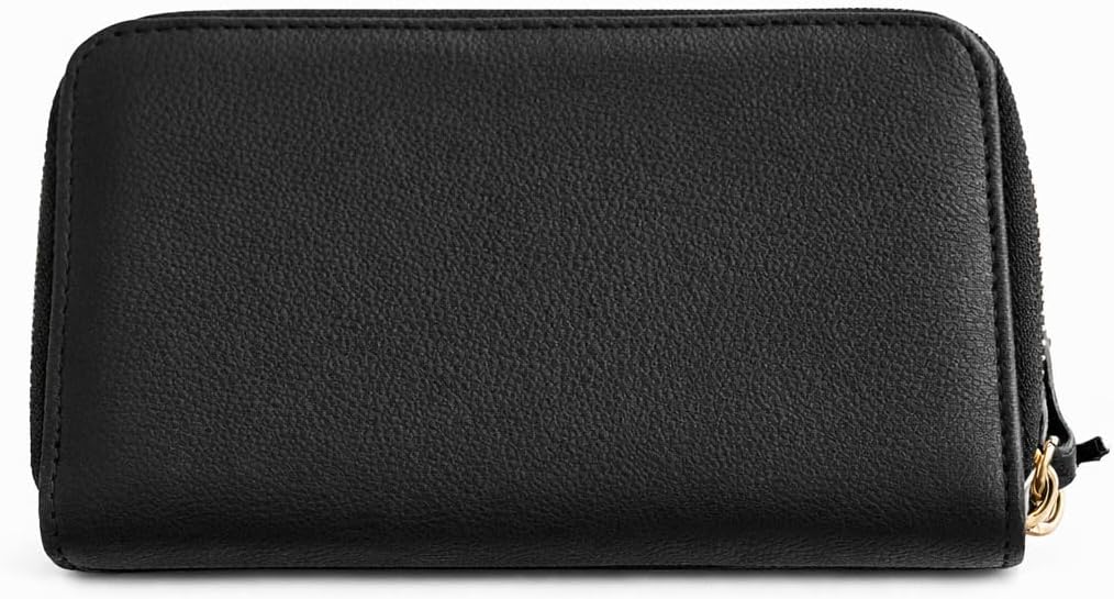 Juicy Couture Royal Juicy Medium Double Zip Wallet with Studded Logo & Card Slots (Black)