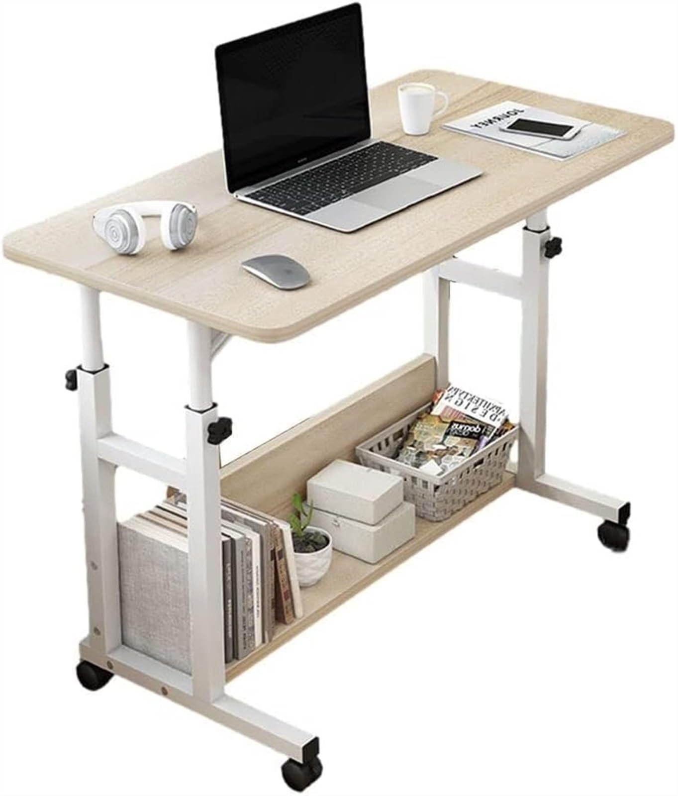 Table de lit pour ordinateur portable 80x40cm réglable en hauteur table de canapé mobile beige
