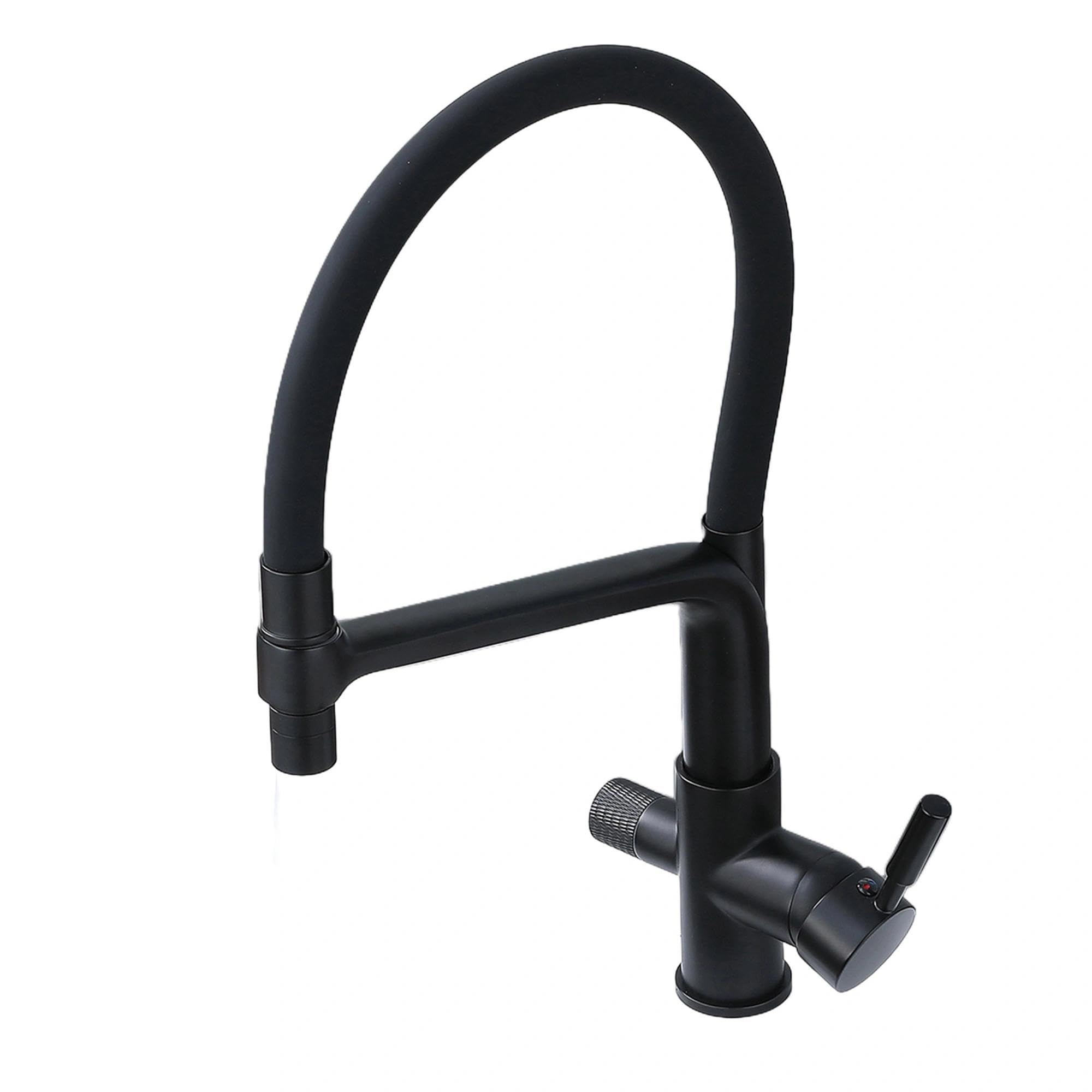 grifo 3 vias negro,grifo osmosis 3 vias grifo cocina flexible Grifería para Fregadero de Cocina Osmosis con Caño Flexible y Doble Mango Pulverizador 3 en 1 negro