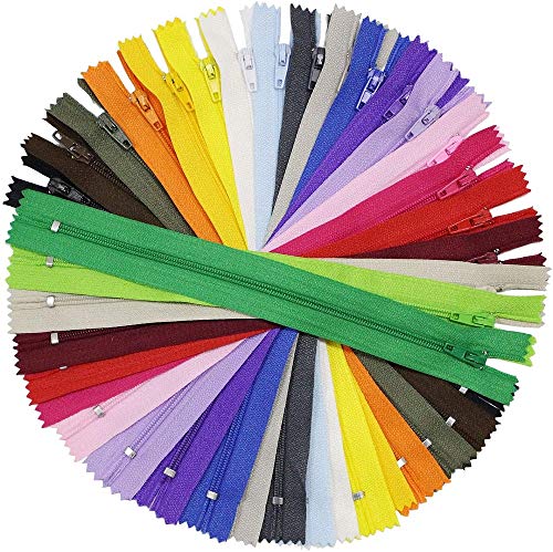Nylon Coil Zippers, CDDLR 100PCS 9 Inch Colorful Sewing Zippers for Sewing Crafts Tailor and Clothing(20 Colors)