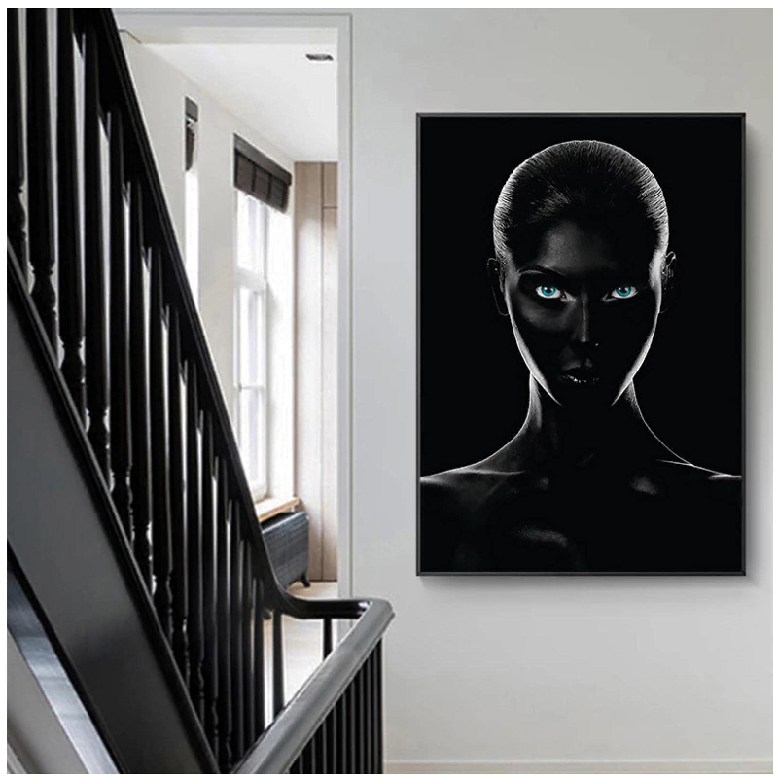 Afrikaanse Zwarte Vrouw Canvas Schilderij Etnische Art Poster voor Woonkamer Thuis Muur Decor Decoratieve Schilderijen Foto 40x80 cm-3 Stuks Frameloze
