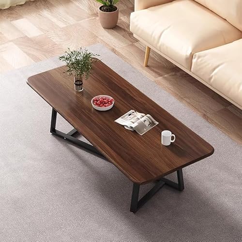 طاولة قهوة من أوتويسر، مصنوعة من الخشب والمعدن، بزوايا مستديرة وسطح سهل التنظيف، باللون الولنت، بأبعاد 120 × 60 × 45 سم