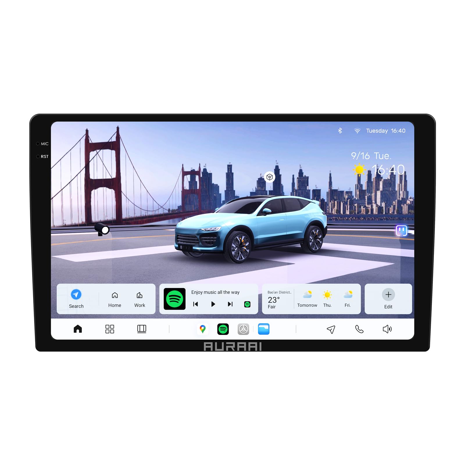 Ossuret Android 13 Autoradio Récepteur Radio Automobile Navigation GPS, 8 cœurs 8+256 Go Système d'infodivertissement Automobile Écran Tactile 9 Pouces 2K HD CarPlay sans Fil Android Auto Bluetooth