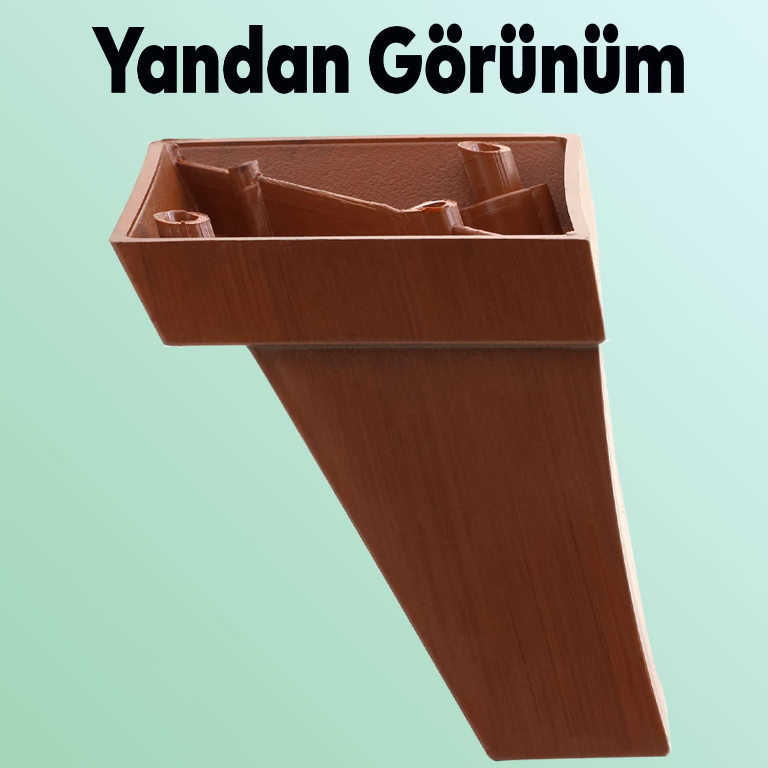 Badem10 Venüs Lüks Mobilya Kanepe Sehpa TV Ünitesi Koltuk Ayağı 10 cm Kahverengi Ahşap Desenli Baza Ayak