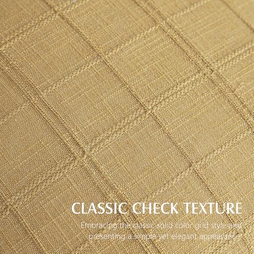 Image of Foindtower Set of 1 Decorative Linen Check Throw Pillow Cover Neutral Long Body Lumbar Cushion Cover Farmhouse Vintage Boho Home Decor for Sofa Chair Couch Bedroom Living Room,14x36 Inch,Amber Gold