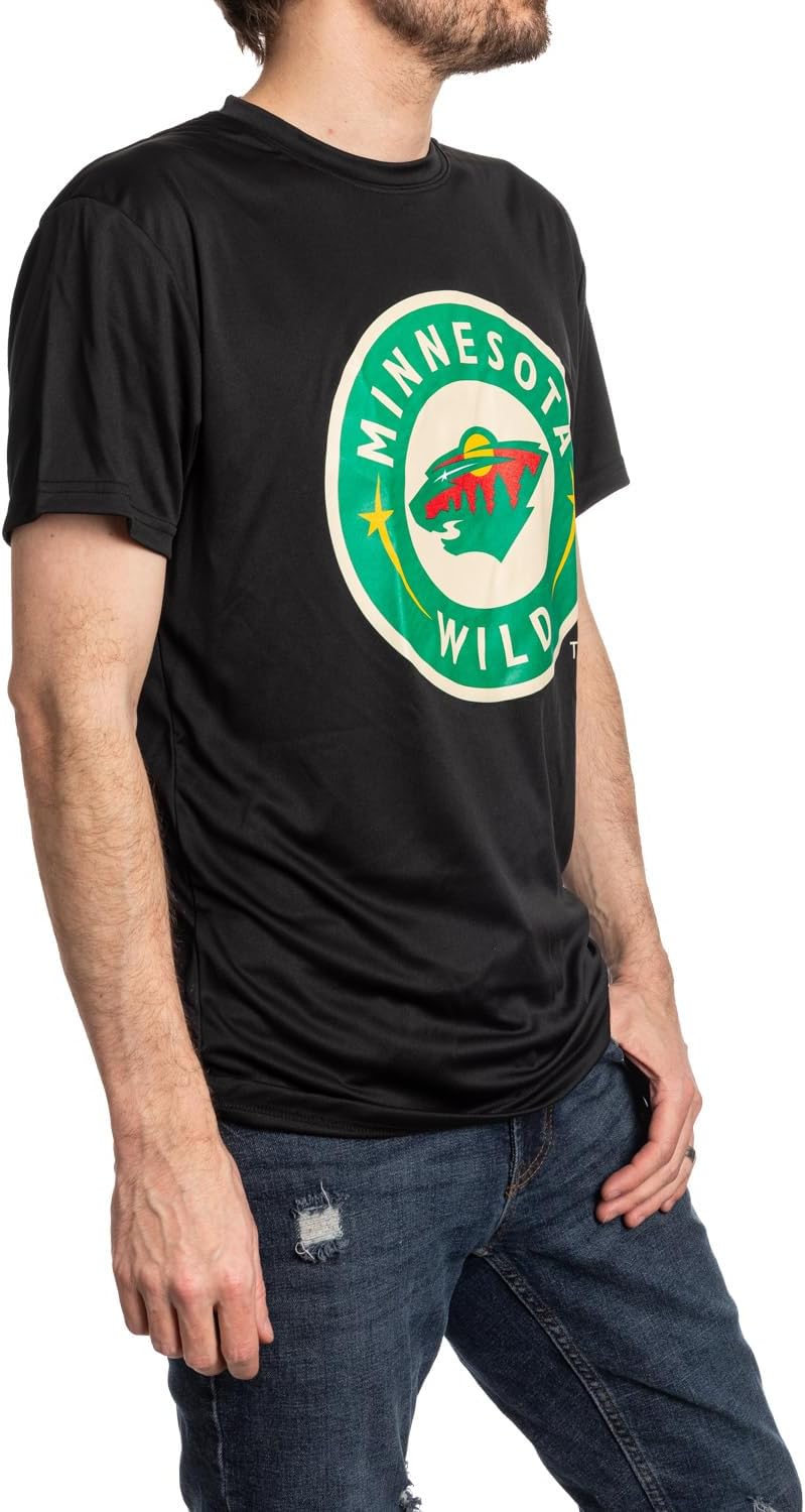 NHL Mens Alternate Team Logo Moisture Wicking Performance Rashguard Short Sleeve T-Shirt - Image 3