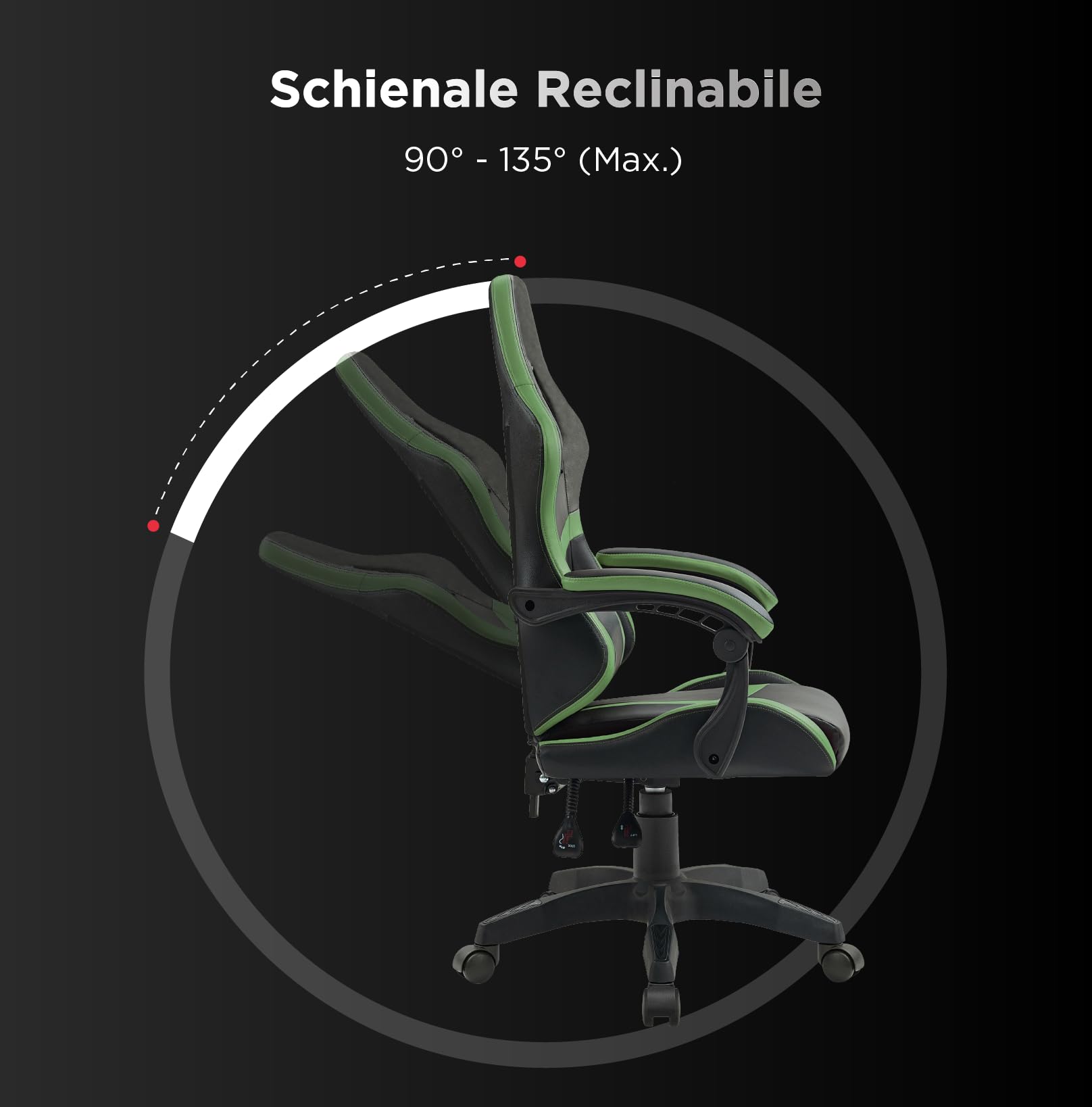 Nuwo Odin Sedia Gaming Ergonomica, Sedia PC Computer Gaming Ufficio, Braccioli Imbottiti Curvi, Schienale e Altezza Regolabile, Supporto Lombare e Poggiatesta, 120 Kg, Verde Militare