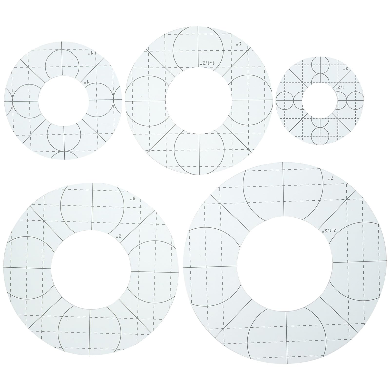 Healvian Set 5 Pezzi Righelli per Patchwork e Quilting in Acrilico Resistente All'abrasione Superficie Antiscivolo, per Pittura e Ricamo