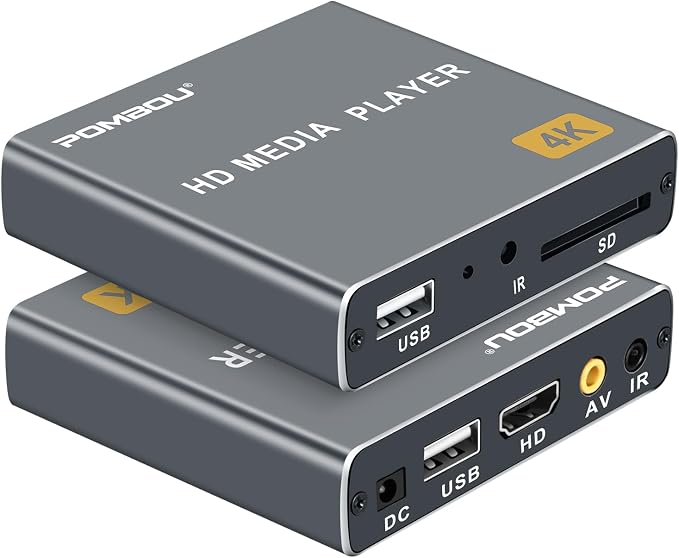 2023 Grey 4K Ultra HD Digital Media Player for USB & SD Cards